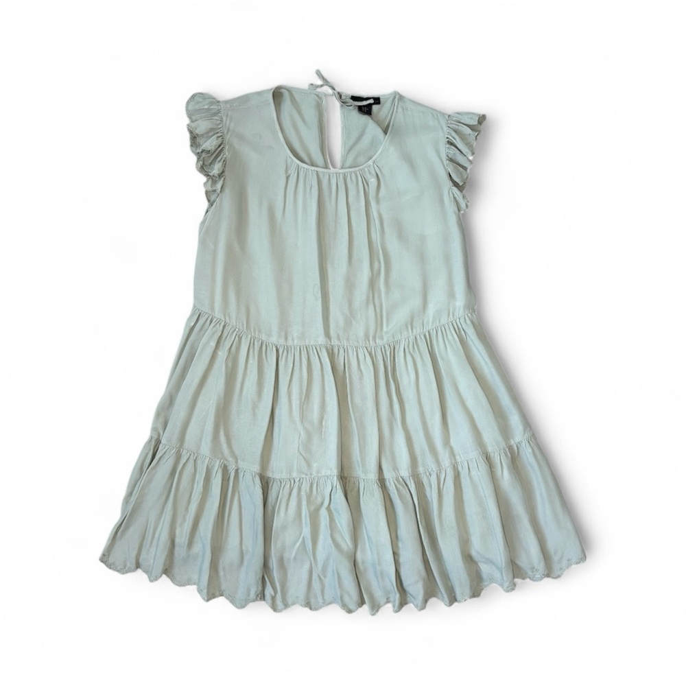 House of Harlow Babydoll Mini Dress Sage Green Eyelet Hem